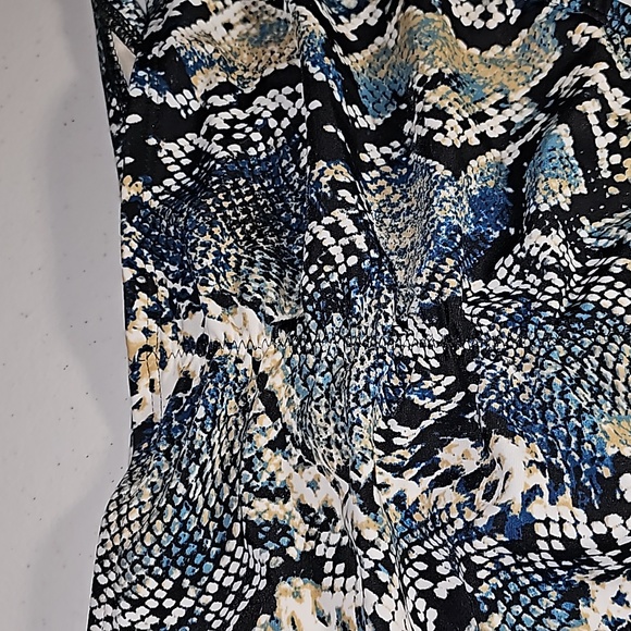 Shade & Shore Low Coverage Ruched Cheeky String Ties NWT Black/Wht/ Blue Snake - Picture 14 of 16